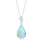 Sterling Silver Larimar & Blue CZ Pearshaped Wave Design Necklace