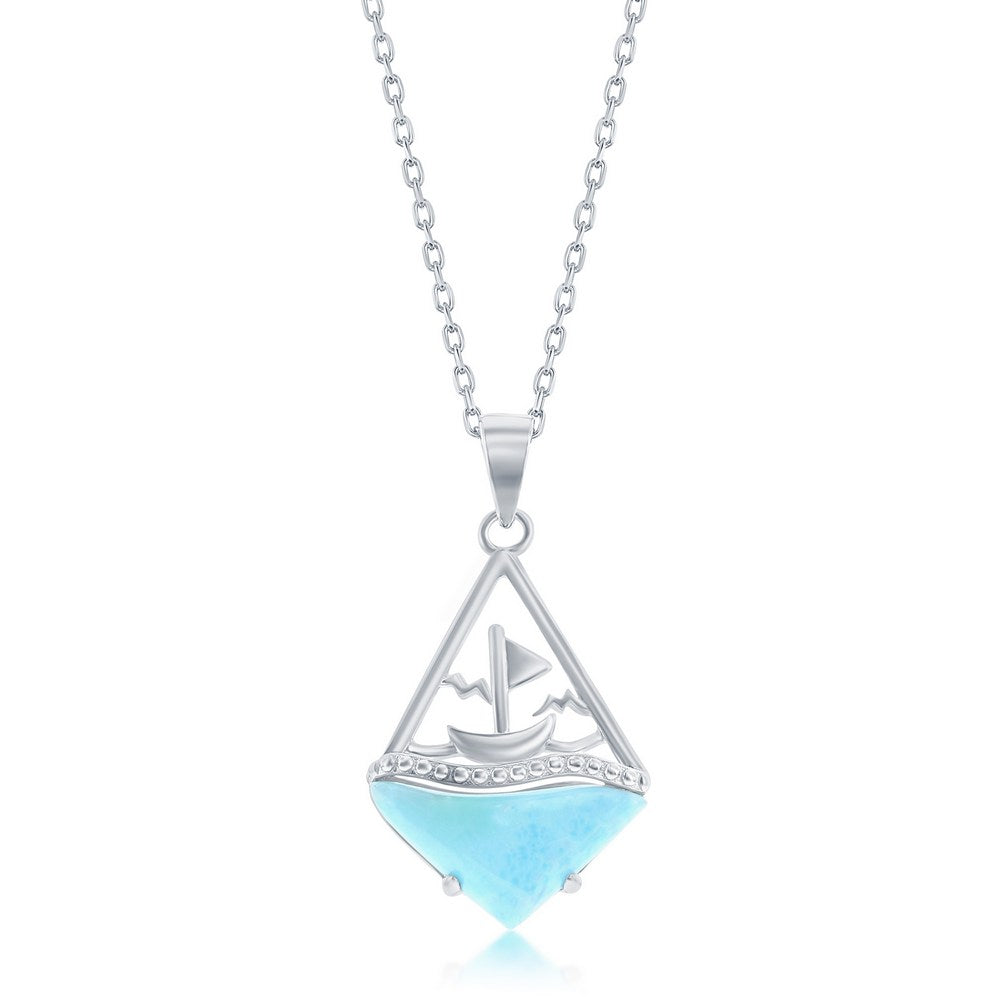 Sterling Silver Boat-at-Sea Larimar Necklace