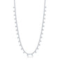 Sterling Silver 2mm CZ Tennis w/Hanging CZ's Necklace