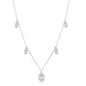 Sterling Silver Baguette CZ Oval Charms Necklace