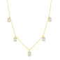 Sterling Silver Baguette CZ Rectangle Charms Necklace - Gold Plated