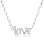 Sterling Silver 'Love' Paperclip Chain Necklace