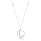 Sterling Silver Crescent Moon & Circle CZ Necklace