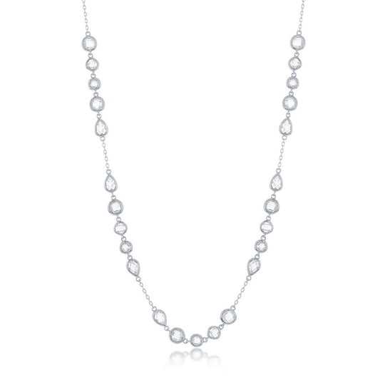 Sterling Silver Multi-Shaped CZ Necklace