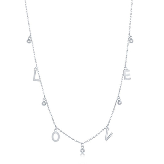 Sterling Silver 'LOVE' & CZ Charms Necklace