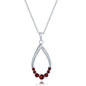 Sterling Silver Pear-shaped Gemstone Necklace - Garnet