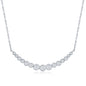 Sterling Silver Graduating Round CZ Curved Bar Necklace