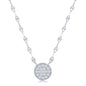 Sterling Silver Circle Pave CZ Mirror Chain Choker Necklace