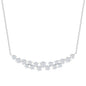 Sterling Silver Round CZ Curved Bar Necklace