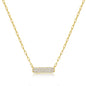 Sterling Silver Small CZ Bar Necklace - Gold Plated