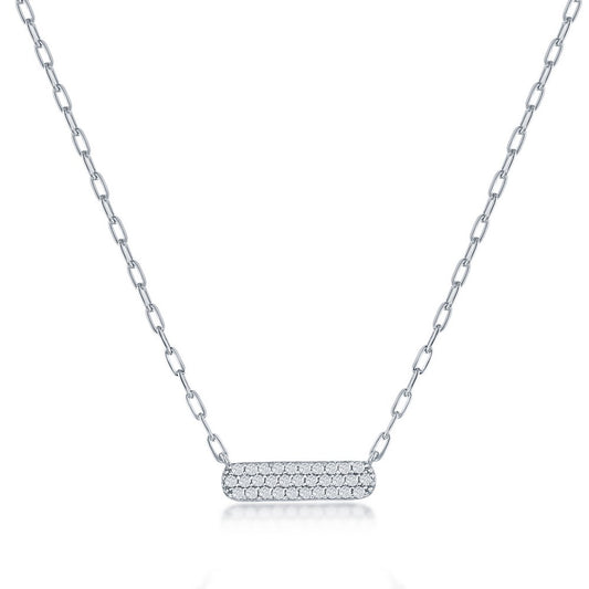 Sterling Silver Small CZ Bar Necklace