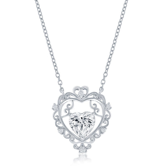 Sterling Silver Heart CZ Necklace