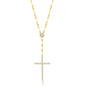 Sterling Silver CZ Cross Mirror Chain Necklace - Gold Plated