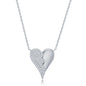 Sterling Silver Broken Heart Half CZ Necklace