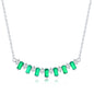 Sterling Silver Baguette CZ Bar Necklace - Emerald