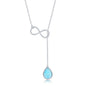 Sterling Silver Perashaped Larimar Infinity Lariat Necklace