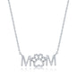 Sterling Silver 'MOM' Paw Print CZ Necklace