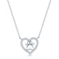 Sterling Silver Heart Paw Print CZ Necklace