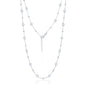 Sterling Silver Bezel-Set CZ & Bead Station Necklace - White