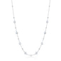 Sterling Silver Bezel-Set CZ & Bead Station Necklace - White