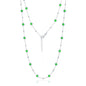 Sterling Silver Bezel-Set CZ & Bead Station Necklace - Emerald