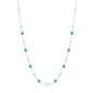 Sterling Silver Bezel-Set CZ & Bead Station Necklace - Emerald