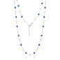 Sterling Silver Bezel-Set CZ & Bead Station Necklace - Sapphire