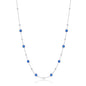 Sterling Silver Bezel-Set CZ & Bead Station Necklace - Sapphire