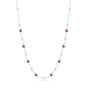 Sterling Silver Bezel-Set CZ & Bead Station Necklace - Ruby