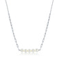 Sterling Silver Round White Simulated Pearl Bar, Paperclip Necklace