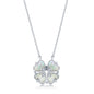 Sterling Silver MOP and CZ Heart Shaped Flower Necklace