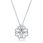 Sterling Silver Heart Shaped CZ Flower Necklace