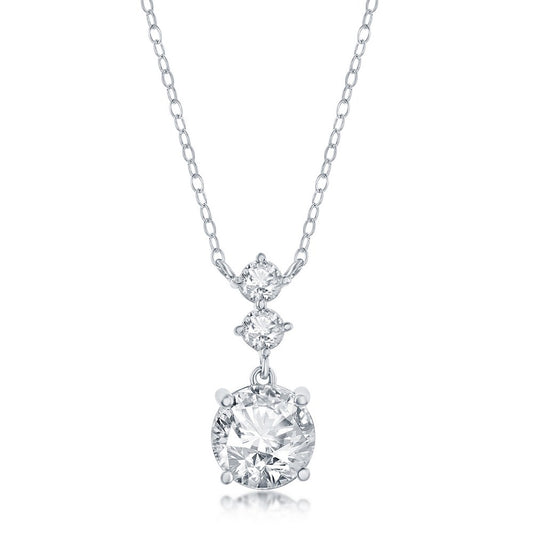 Sterling Silver Round CZ Necklace