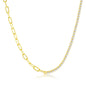 Sterling Silver Half 3mm Paperclip & Half 2mm Tennis Necklace - Gold Plated