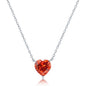 Sterling Silver 8MM Burgundy "January" Heart Perciosa Crystal Necklace