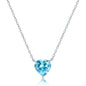 Sterling Silver 8MM Aquamarine "March" Heart Perciosa Crystal Necklace