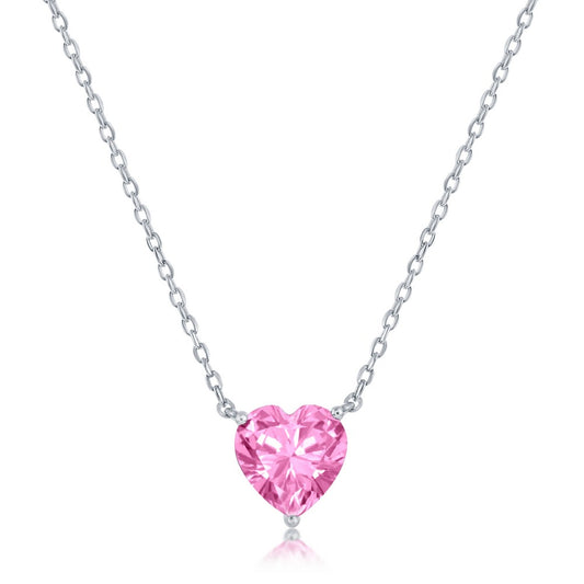 Sterling Silver 8MM Rose "October" Heart Perciosa Crystal Necklace