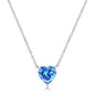 Sterling Silver 8MM Blue Topaz "December" Heart Perciosa Crystal Necklace