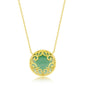 Sterling Silver Round Jade Filigree Design Necklace - Gold Plated