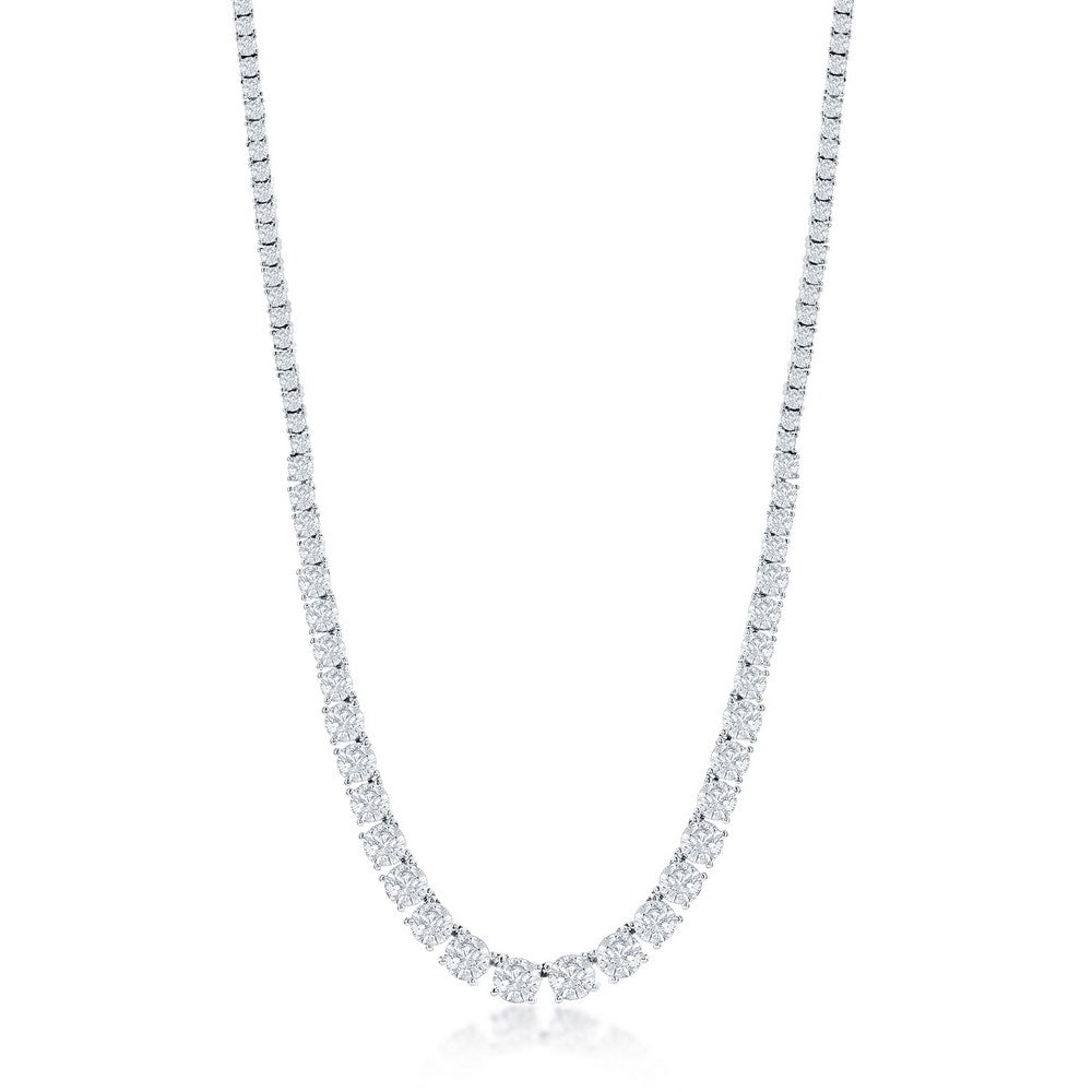 Sterling Silver Graduating Round CZ Tennis Necklace