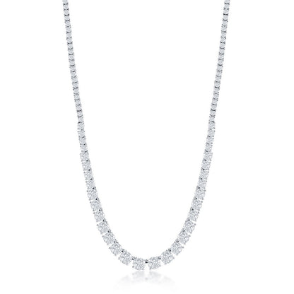 Sterling Silver Graduating Round CZ Tennis Necklace