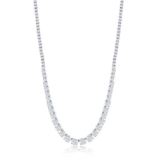 Sterling Silver Graduating Round CZ Tennis Necklace