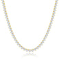 Sterling Silver 3-Prong Round 5MM CZ Tennis Necklace - Gold Plated