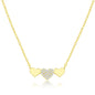 Sterling Silver Triple Heart CZ Bar Necklace - Gold Plated