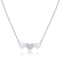 Sterling Silver Triple Heart CZ Bar Necklace