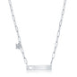 Sterling Silver Bar w/ Butterfly CZ Paperclip Neckace