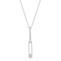 Sterling Silver Asymmetric Paperclip CZ Necklace