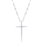 Sterling Silver CZ Cross Mirror Chain Necklace