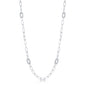 Sterling Silver Polished & Micro Pave CZ Paperclip Necklace