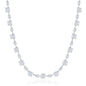 Sterling Silver 3mm & 5mm Round CZ 4-Prong Necklace